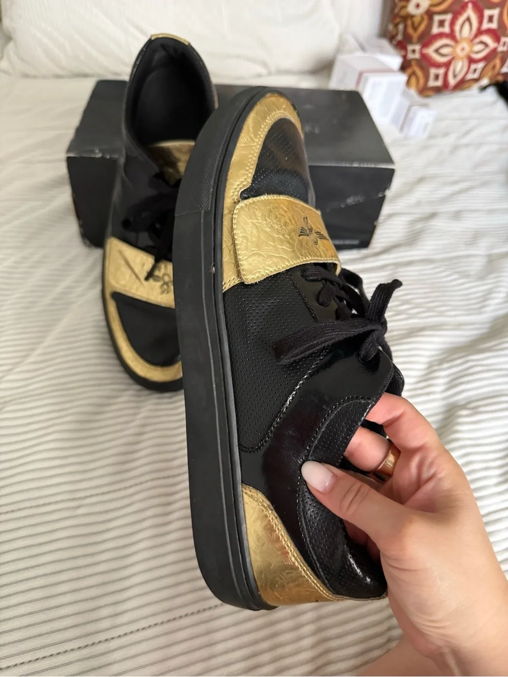 Creative Recreation Cesario Lo Men's Sneakers SZ 12 Black Metallic Gold With Box